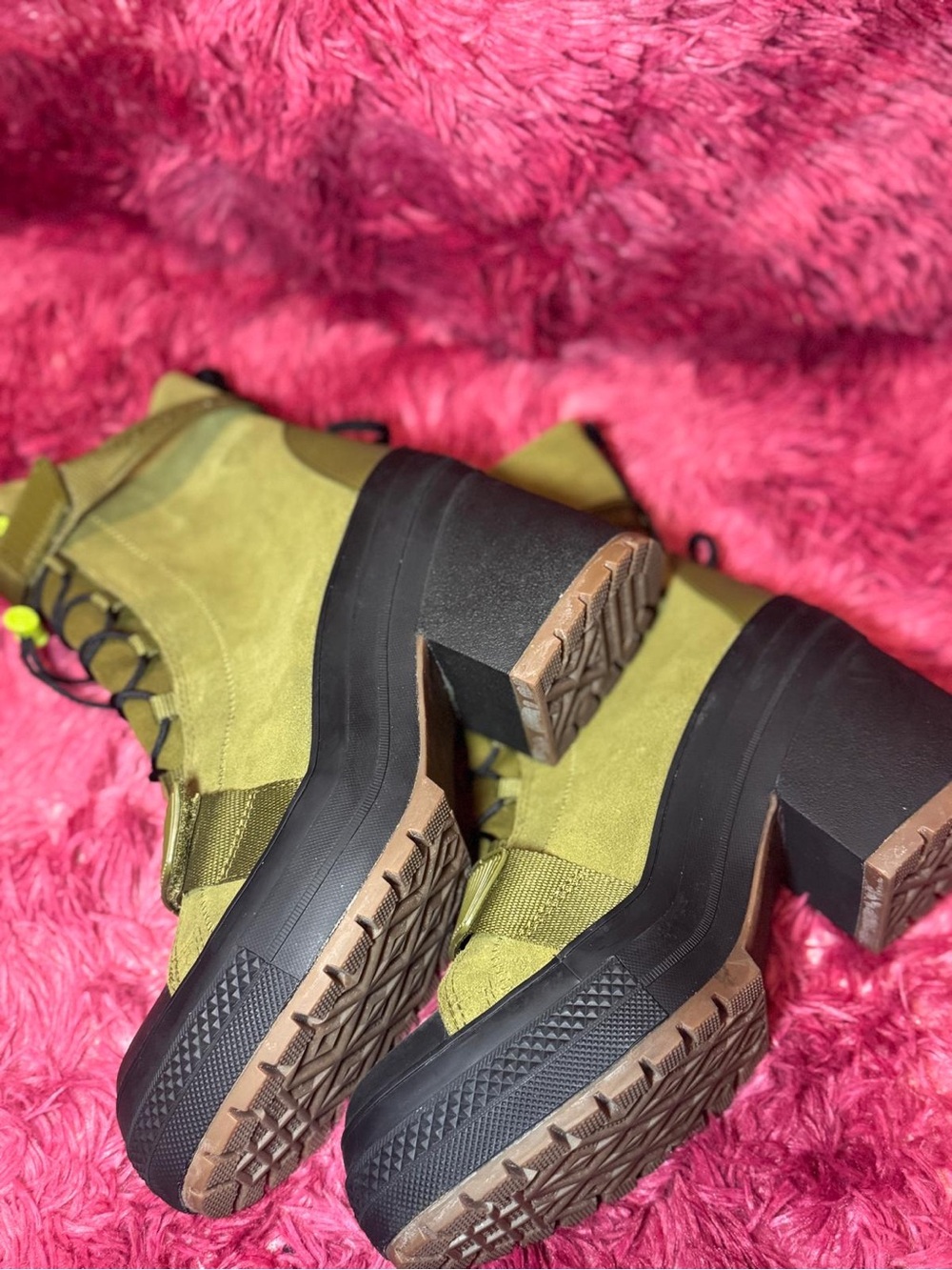 Converse Olive Green Platform Lug Heel Boots